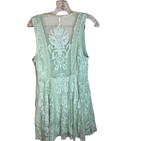 Free people women’s reign over me lace mini dress sz 2 green lined skirt - Picture 5 of 14